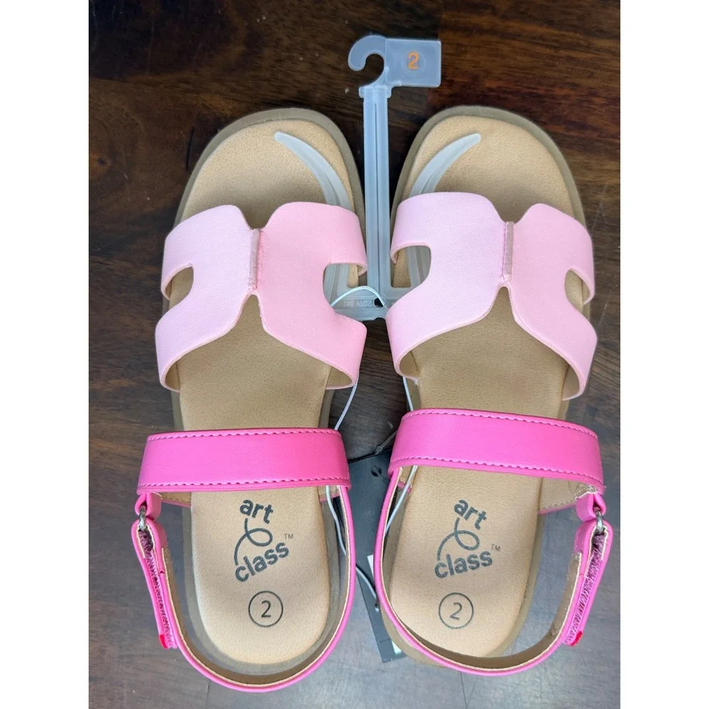 Art Class Sandals Girls Size 2 Pink Ankle Strap H-Band‎ Casual NWT